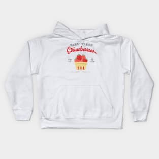 Vintage Farm Fresh Strawberries Kids Hoodie